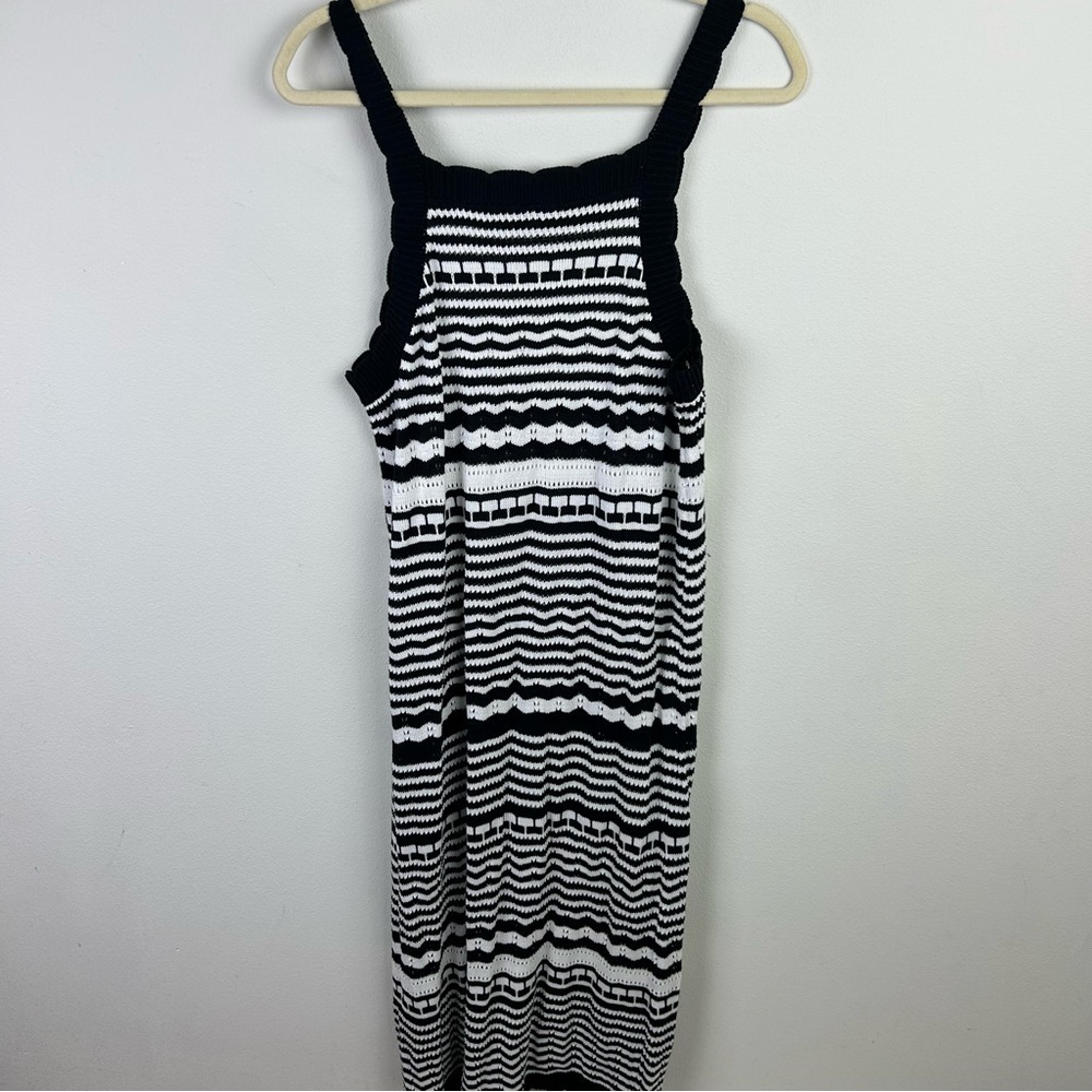Joie Crochet Midi Dress sleeveless open knit black and white size: XL - Picture 11 of 12